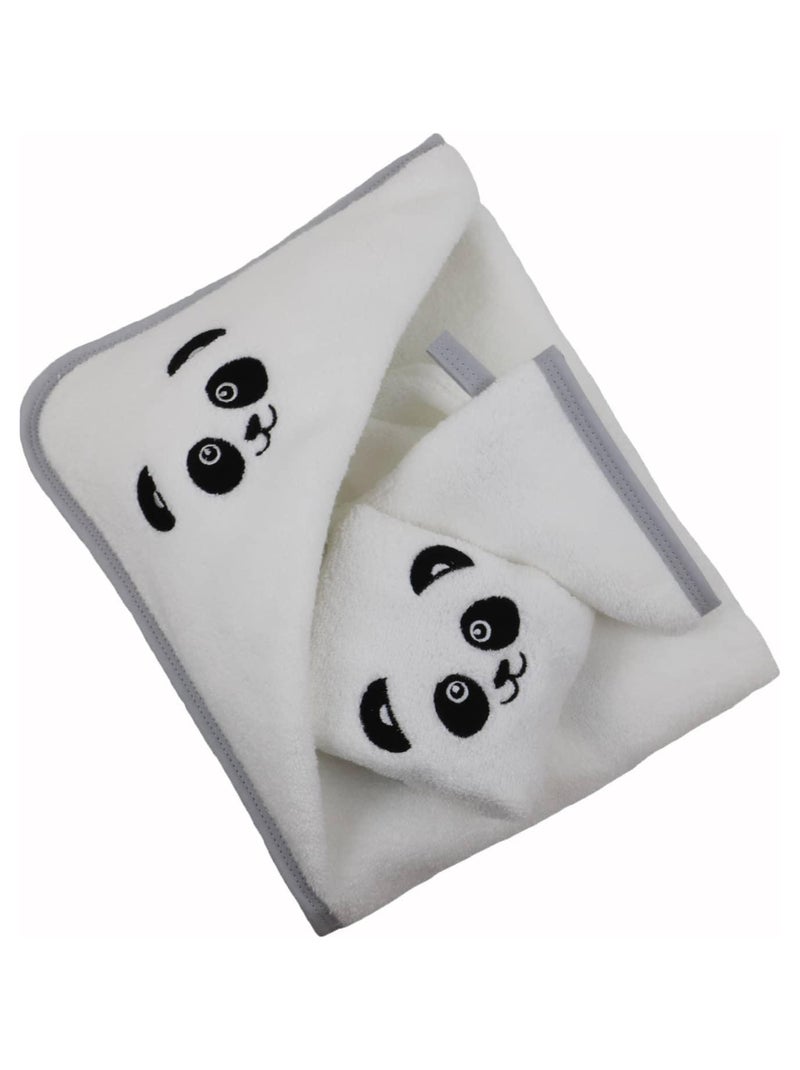 Coffret 3 pi?ces coton brod? PANDA Blanc - Kiabi