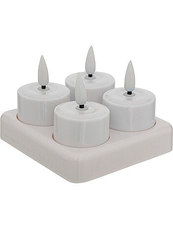 Coffret 4 bougies chauffe-plat LED sur socle AITOR