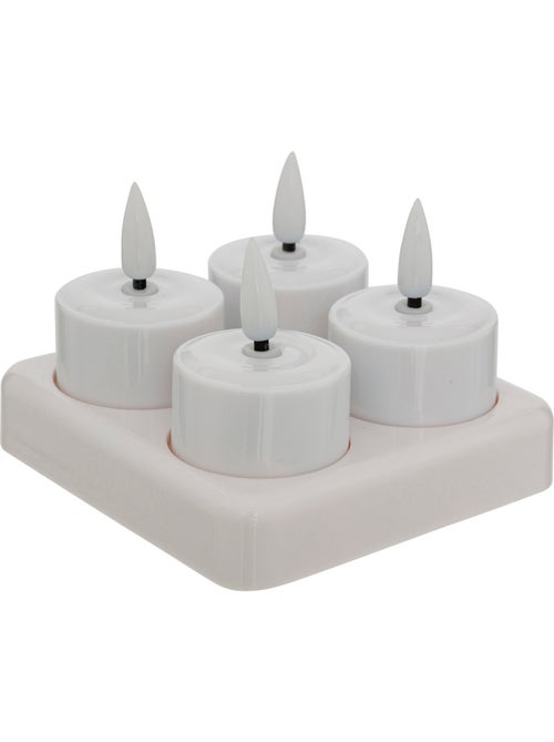 Coffret 4 bougies chauffe-plat LED sur socle AITOR - Kiabi