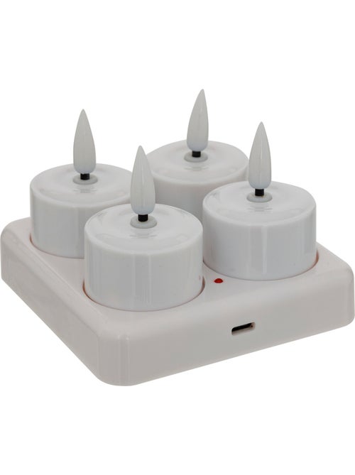 Coffret 4 bougies chauffe-plat LED sur socle AITOR - Kiabi