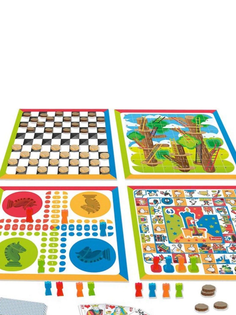 Coffret 4 Jeux De Societe Et Jeu De Cartes - Pions En Bois N/A - Kiabi