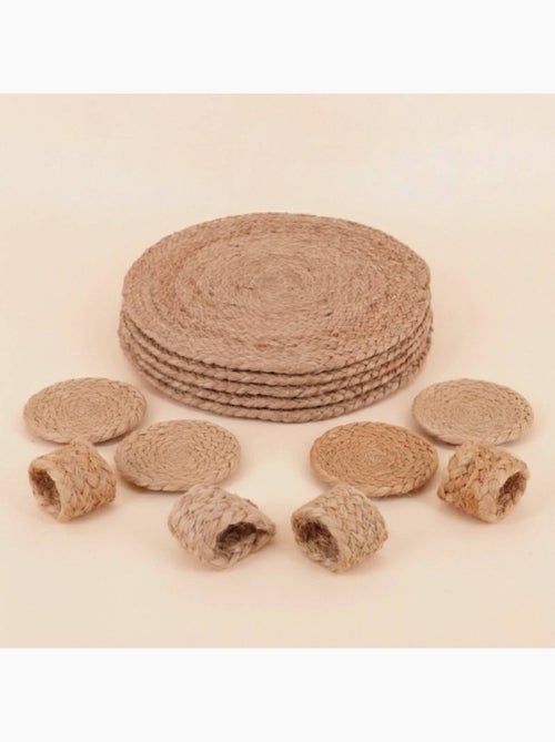 Coffret 4 sets de table, 4 ronds serviette, 4 dessous de verre - Kiabi Coffret 4 sets de table, 4 ronds serviette, 4 dessous de verre - Kiabi