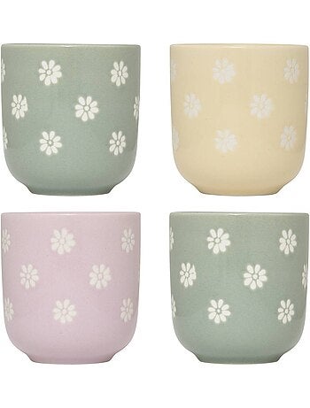 Coffret 4 tasses à café motif fleuri margot