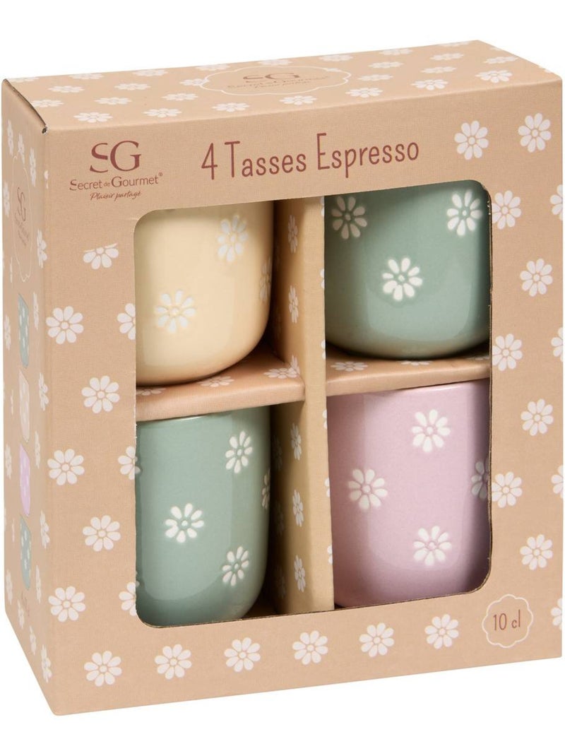 Coffret 4 tasses à café motif fleuri MARGOT Multicolore - Kiabi