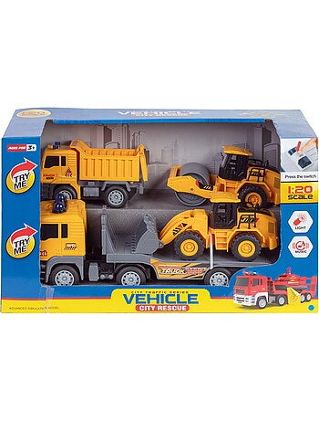 Coffret 4 véhicules de chantier à friction, son et lumière