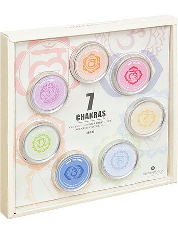 Coffret 7 bougies rondes parfumées CHAKRAS