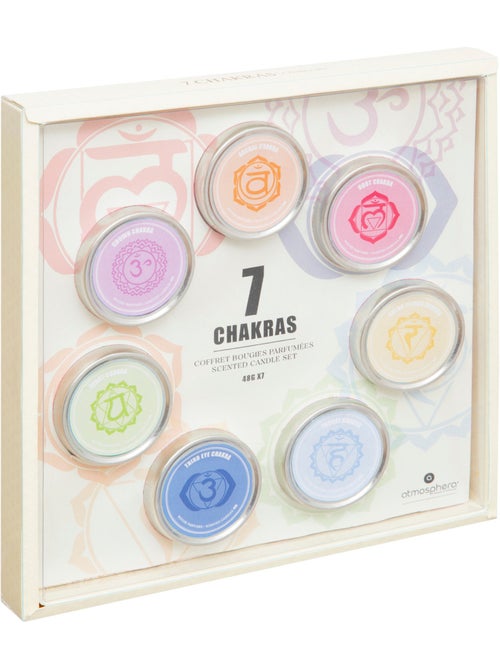Coffret 7 bougies rondes parfumées CHAKRAS - Kiabi Coffret 7 bougies rondes parfumées CHAKRAS - Kiabi