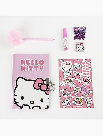 Coffret agenda - Hello Kitty - Stylo fuzzy, autocollants et papeterie