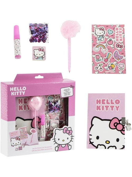 Coffret agenda - Hello Kitty - Stylo fuzzy, autocollants et papeterie - Kiabi