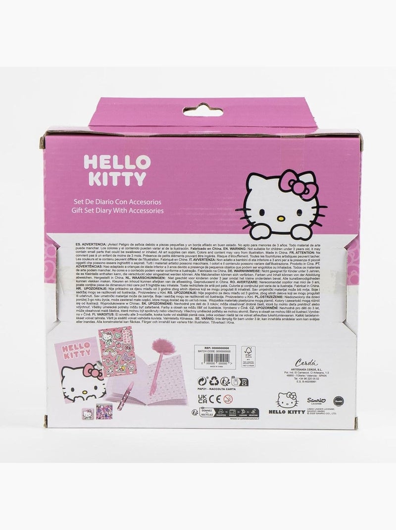 Coffret agenda - Hello Kitty - Stylo fuzzy, autocollants et papeterie Blanc Rose Blanc - Kiabi