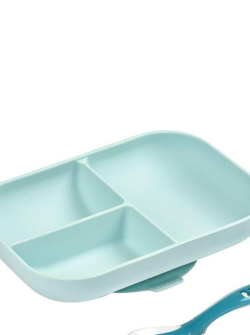 Coffret assiette à compartiments et cuillère bleu - Kiabi
