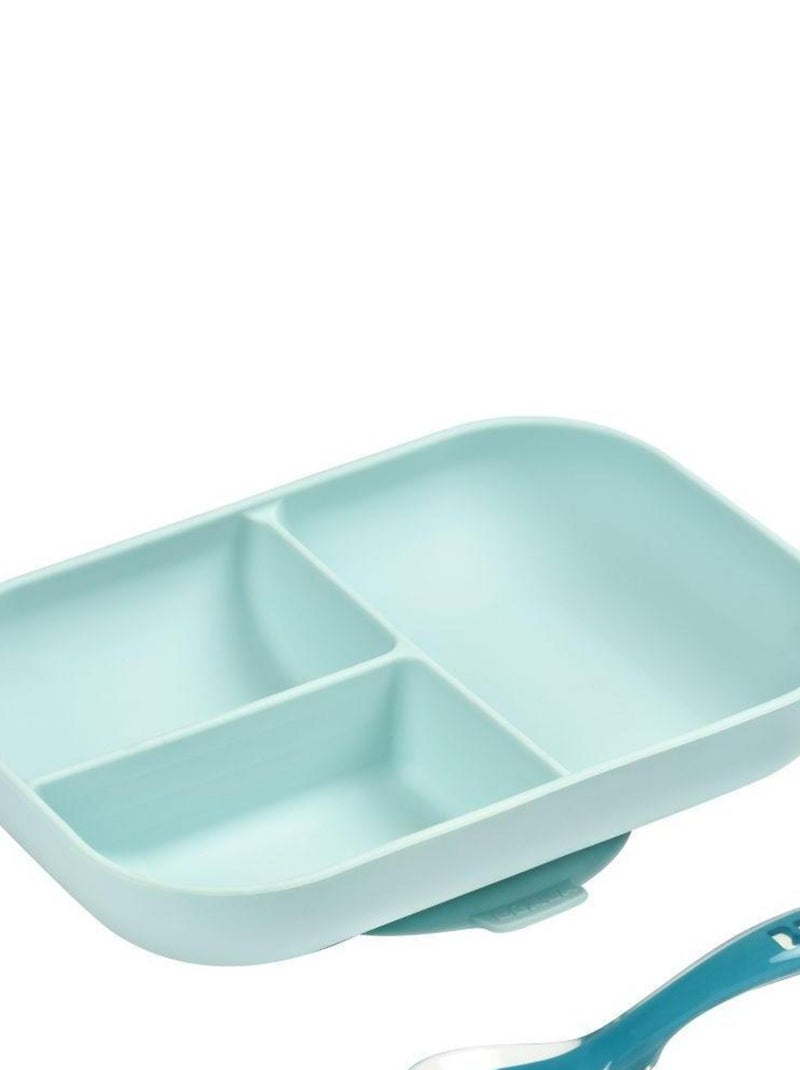 Coffret assiette à compartiments et cuillère bleu Bleu - Kiabi