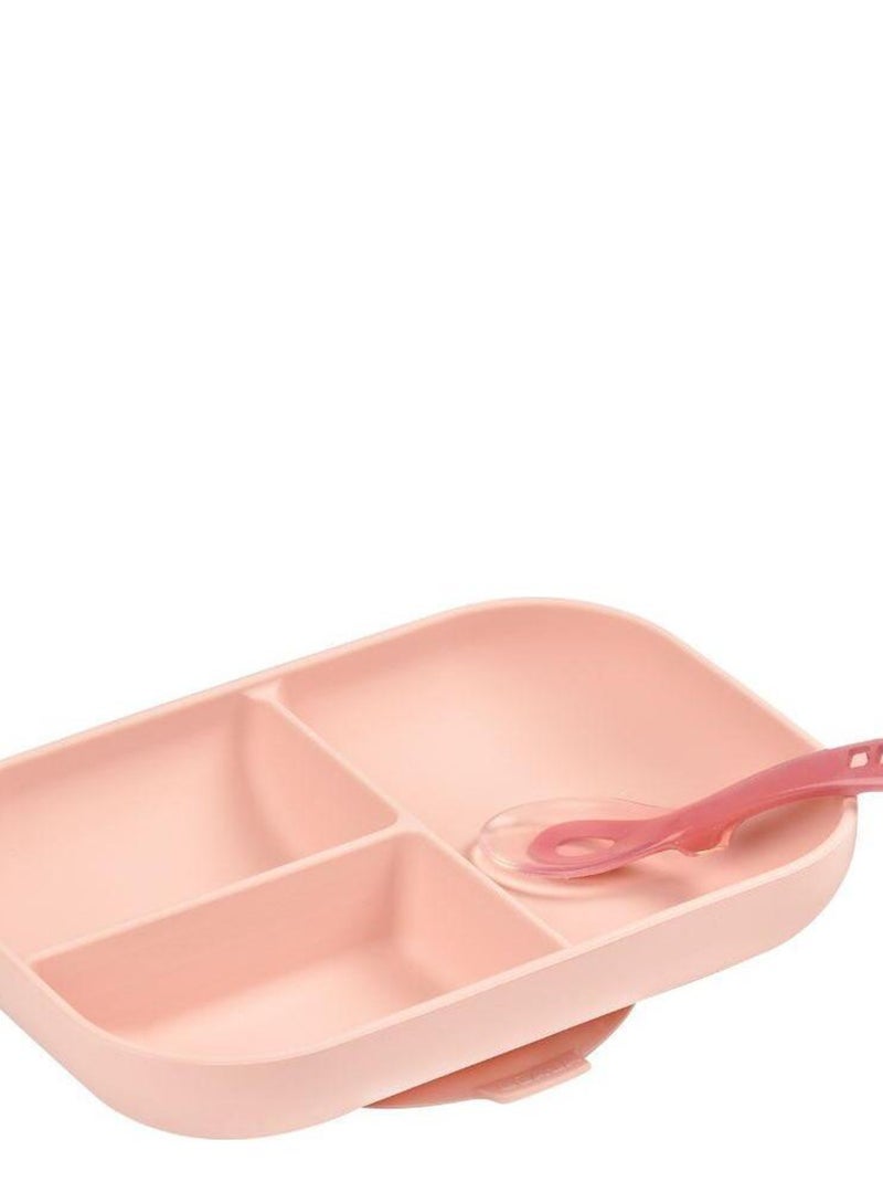 Coffret assiette à compartiments et cuillère rose Rose - Kiabi