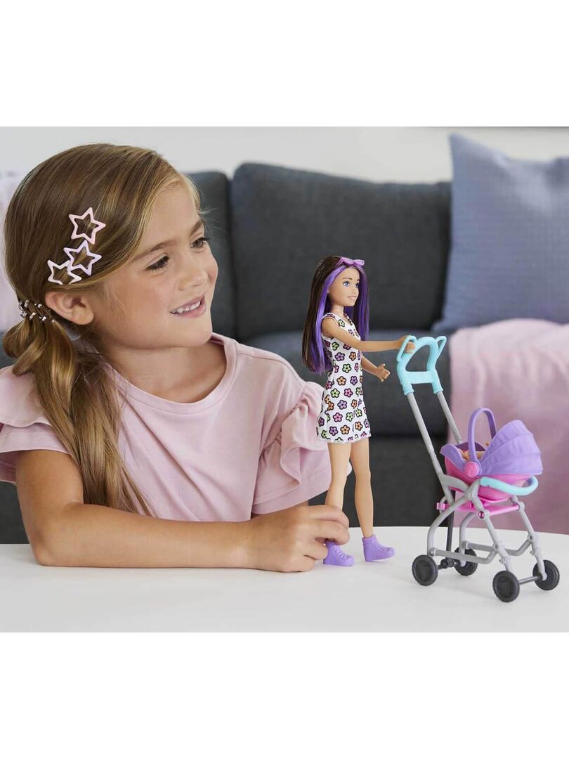 Barbie-coffret skipper baby-sitter poussette avec poupee, poupees