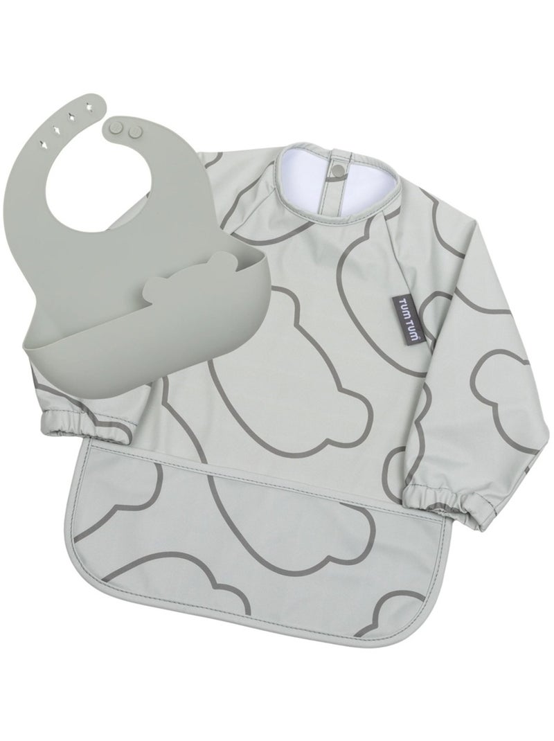 Coffret bavoirs 2 en 1 Gris - Kiabi