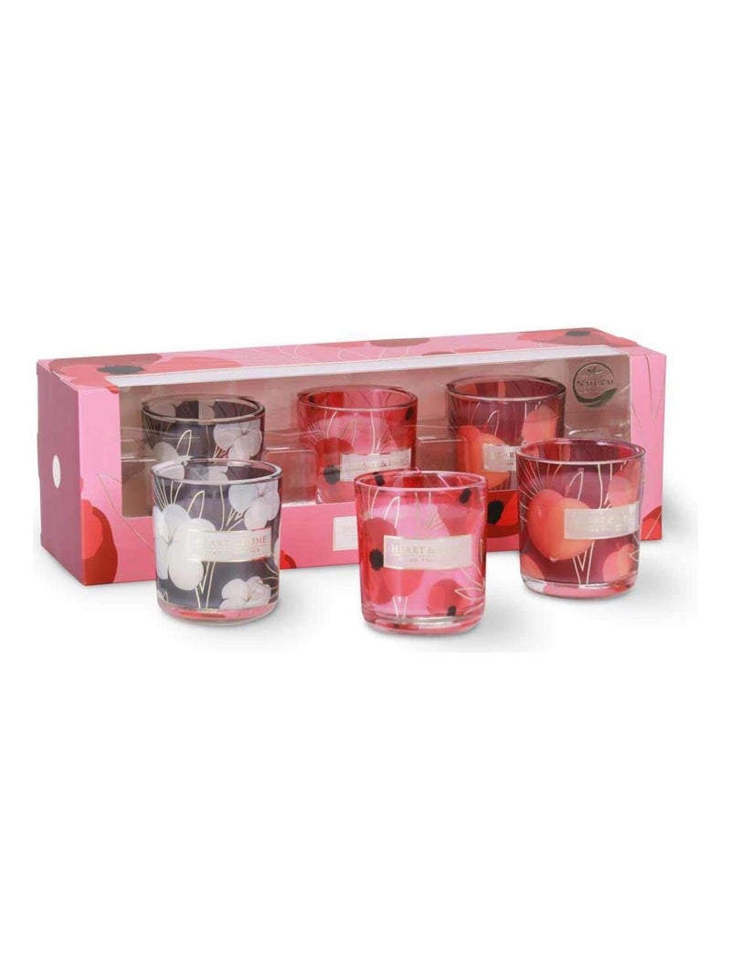 Coffret cadeau 3 bougies parfum fleur de coton, amour et pêche passion Blanc - Kiabi