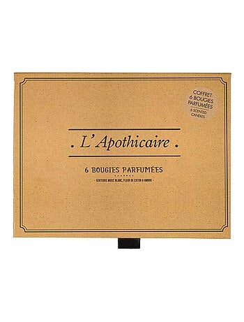 Coffret cadeau 6 bougies parfumées Apothicaire