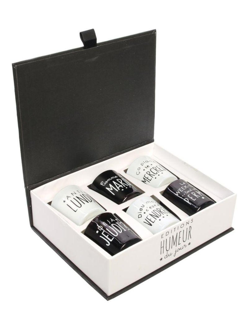 Coffret cadeau 6 bougies parfumées Belle semaine Blanc Noir - Kiabi