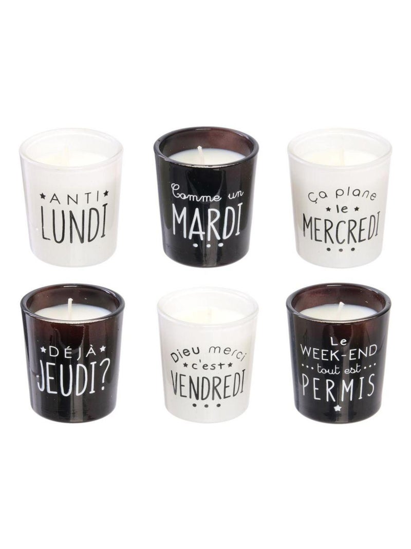 Coffret cadeau 6 bougies parfumées Belle semaine Blanc Noir - Kiabi