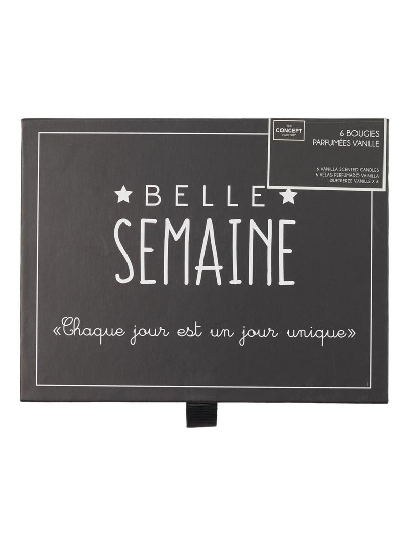 Coffret cadeau 6 bougies parfumées Belle semaine Blanc Noir - Kiabi