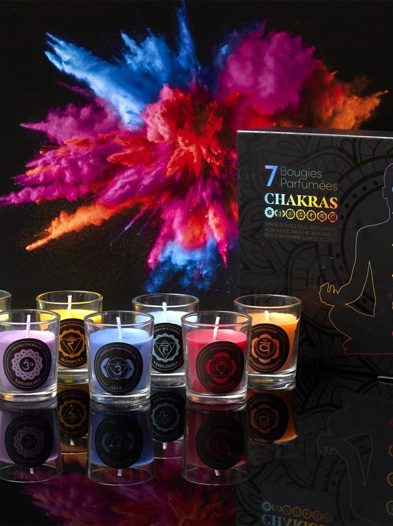 Coffret cadeau 7 bougies parfumées Chakra Multicolore - Kiabi