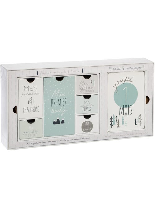 Coffret cadeau de naissance avec 12 cartes MON PREMIER - Kiabi Coffret cadeau de naissance avec 12 cartes MON PREMIER - Kiabi