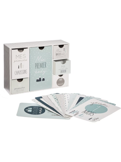 Coffret cadeau de naissance avec 12 cartes MON PREMIER - Kiabi Coffret cadeau de naissance avec 12 cartes MON PREMIER - Kiabi