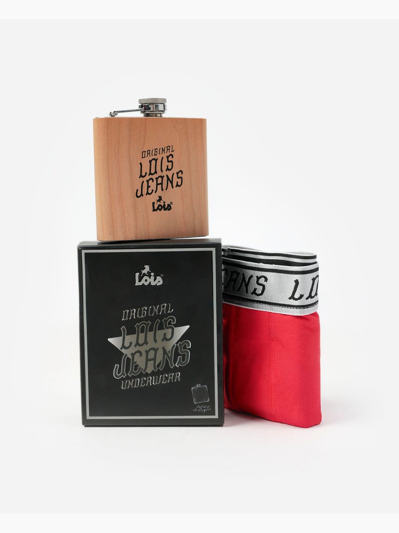 Coffret cadeau de sous-vêtements/slips pour homme LOIS avec flasque Rouge - Kiabi