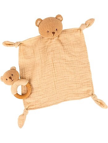 Coffret cadeau doudou et hochet ours