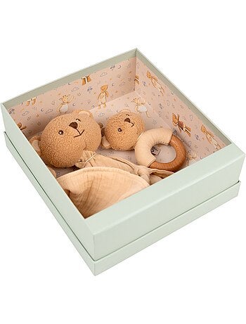 Coffret cadeau doudou et hochet ours