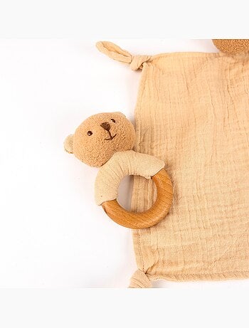 Coffret cadeau doudou et hochet ours