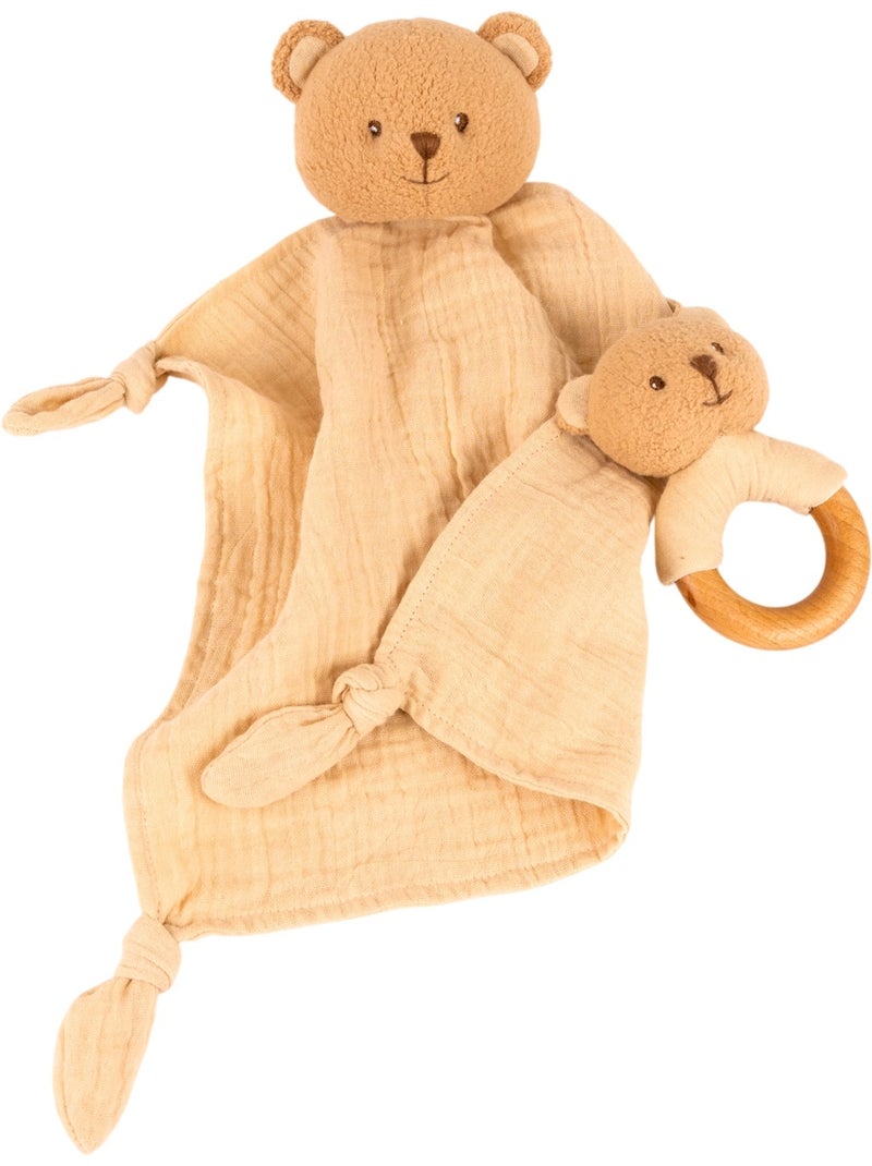 Coffret cadeau doudou et hochet ours Beige - Kiabi