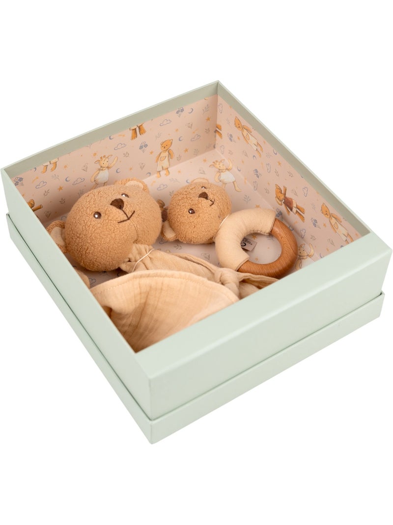 Coffret cadeau doudou et hochet ours Beige - Kiabi
