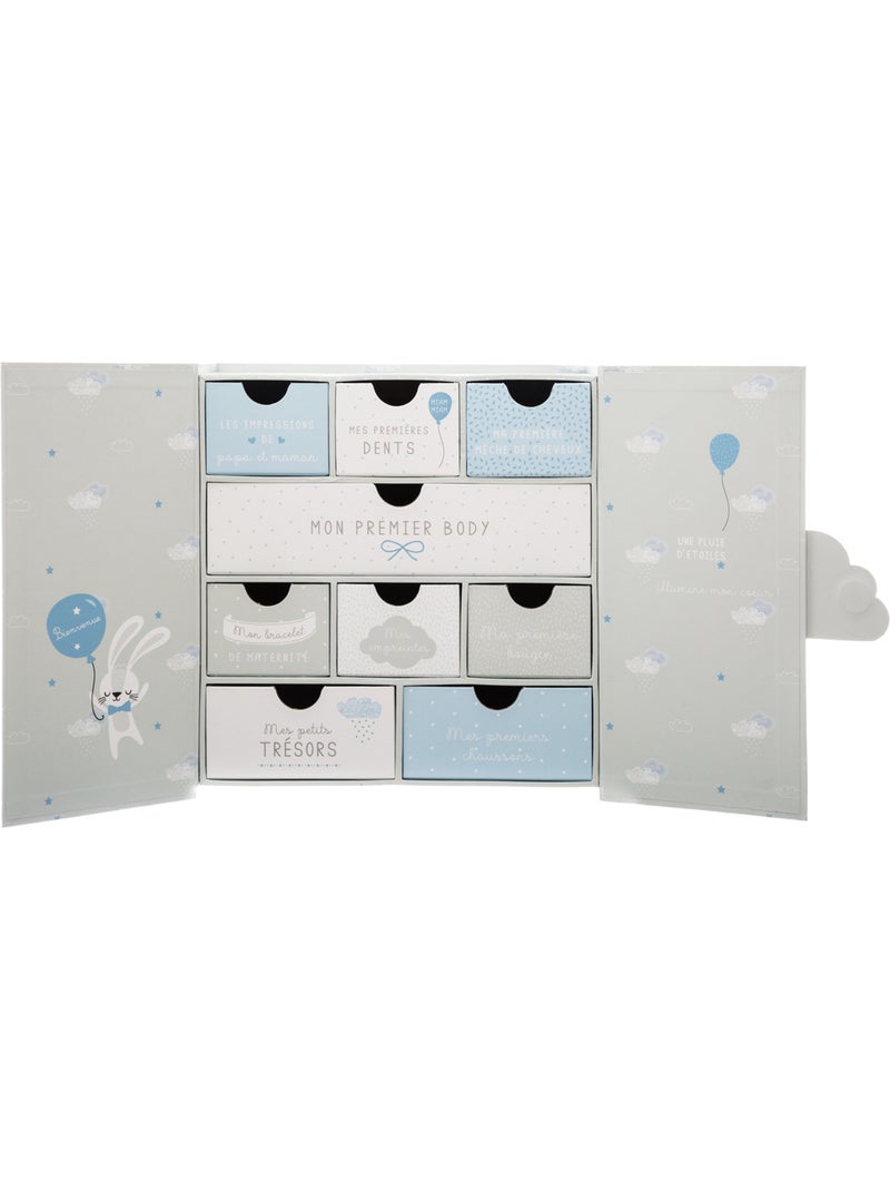 Coffret cadeau naissance 9 tiroirs ROYAUME DES SOUVENIRS Bleu - Kiabi