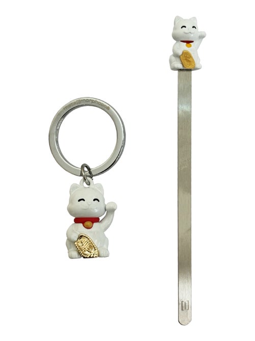 Coffret cadeau porte-clés et marque-pages chat porte bonheur - Kiabi