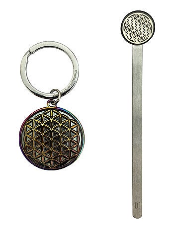 Coffret cadeau porte-clés et marque-pages fleur de vie