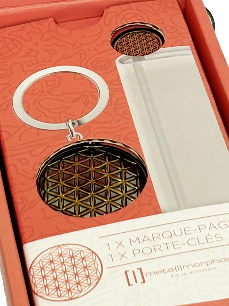 Coffret cadeau porte-clés et marque-pages fleur de vie Argenté - Kiabi