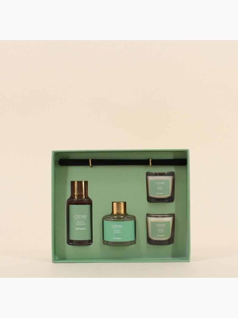 Coffret cadeau senteurs maison et 2 bougies parfumées Vert - Kiabi