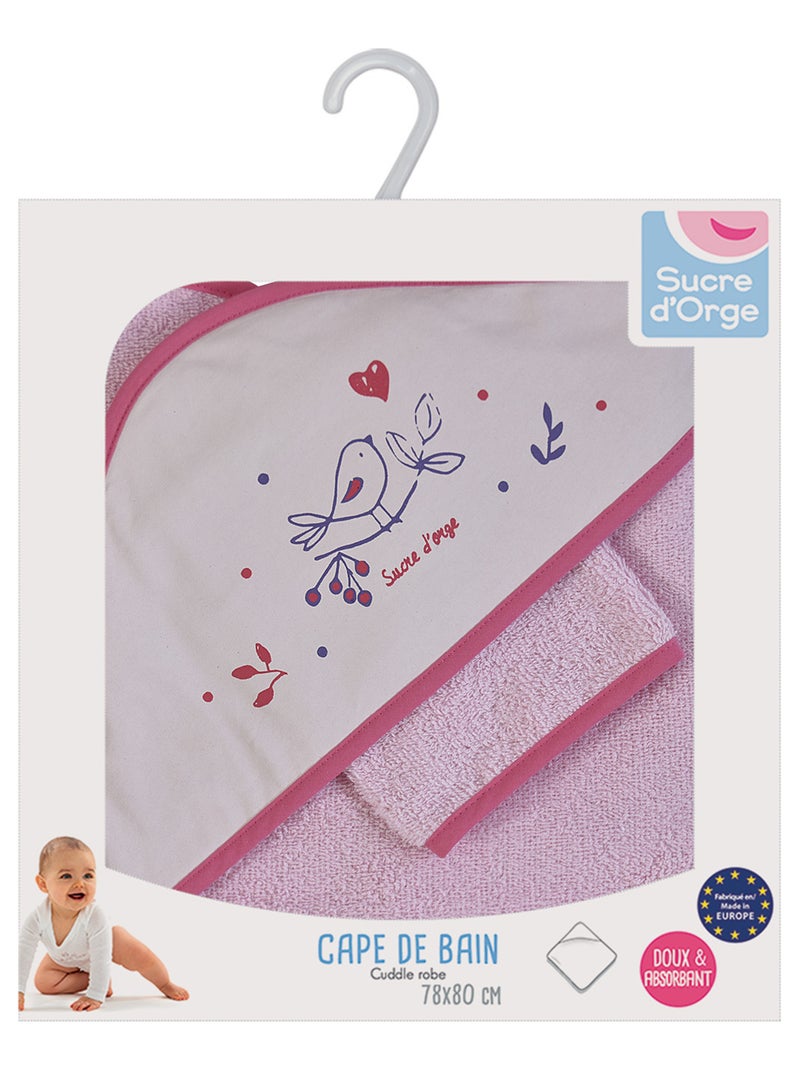 COFFRET CAPE DE BAIN AVEC GANT DARLINE EPONGE Rose - Kiabi
