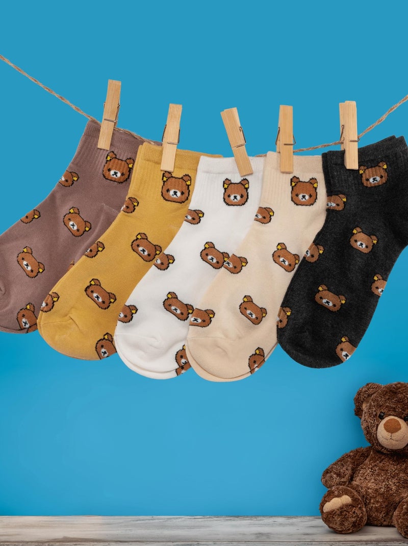 Coffret Chaussettes Basses Nounours (Lot x5)- Sockup- 35-42 Multicolore - Kiabi