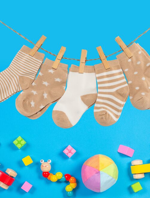 Coffret Chaussettes Beige Enfants & Bébés (Lot x5)- SockUp- 12 à 24 mois - Kiabi