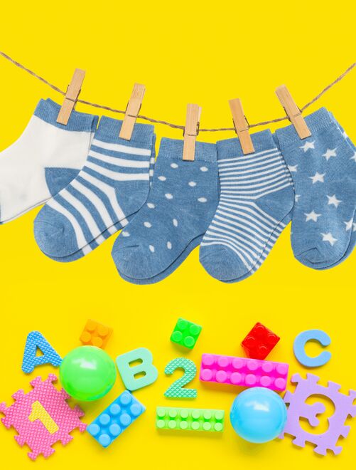 Coffret Chaussettes Bleu Enfants & Bébés (Lot x5)- Sockup- 12 à 24 mois - Kiabi