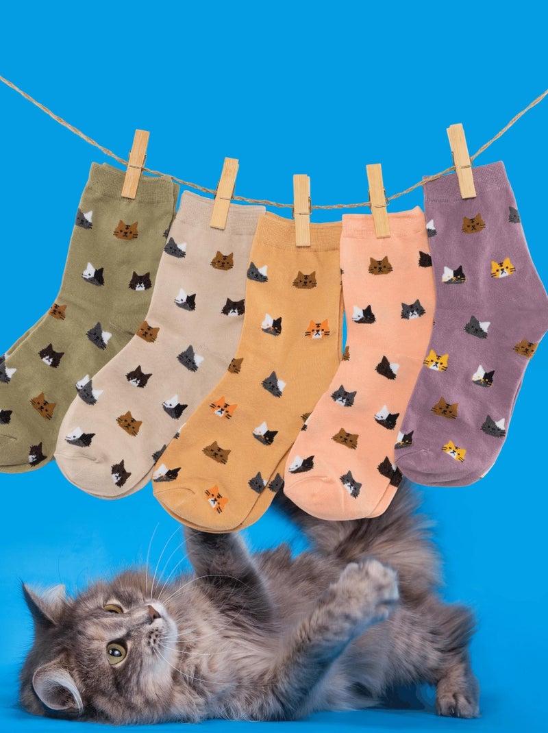 Coffret Chaussettes Tête De Chat (Lot x5)- SockUp- 35-42 Multicolore - Kiabi