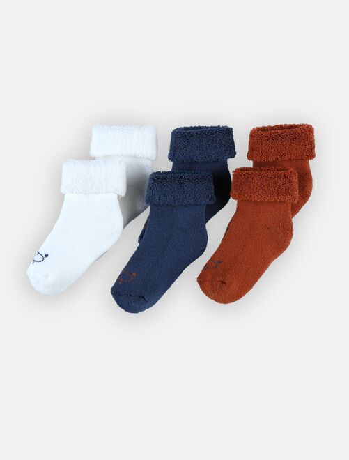 Chaussons chaussettes avec semelle en cuir - Multicolore - Kiabi - 6.90€