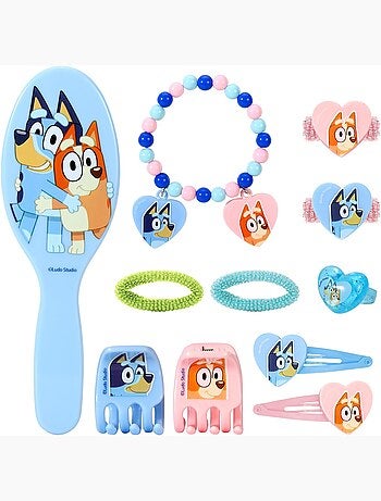 Coffret cheveux enfant Bluey : 11 accessoires pinces, élastiques