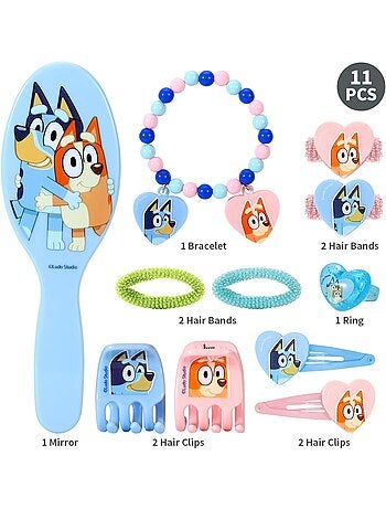 Coffret cheveux enfant Bluey : 11 accessoires pinces, élastiques