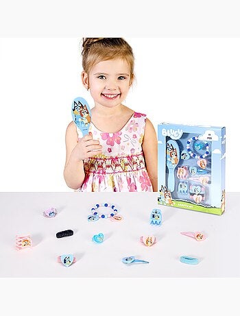 Coffret cheveux enfant Bluey : 11 accessoires pinces, élastiques