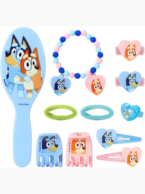 Coffret cheveux enfant Bluey : 11 accessoires pinces, élastiques - Kiabi