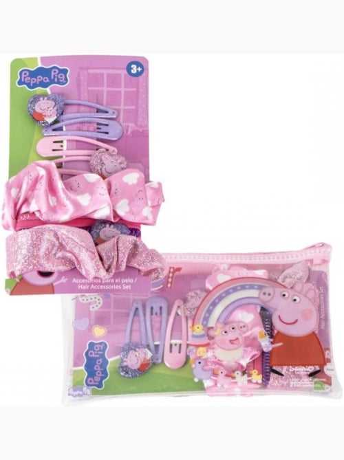 Coffret cheveux enfant Peppa Pig fille avec trousse : pinces, chouchous, élastiques - Kiabi