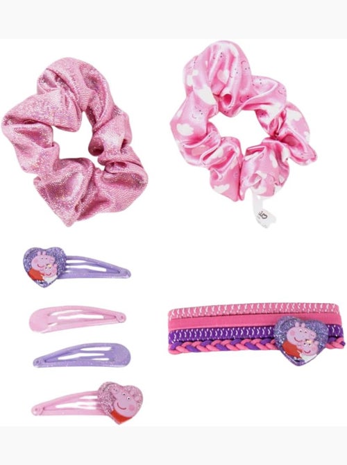 Coffret cheveux enfant Peppa Pig fille avec trousse : pinces, chouchous, élastiques - Kiabi